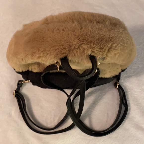 Do Everything in Love | Two-Tone Plush Faux Fur Backpack Purse Bag - Picture 5 of 11